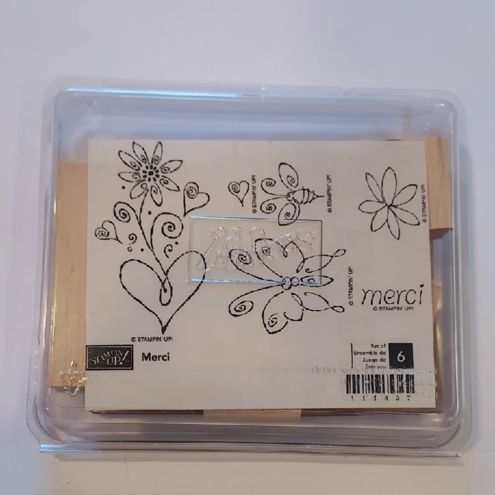 Rubber Stamps Flowers Butterfly Bee Heart French Theme